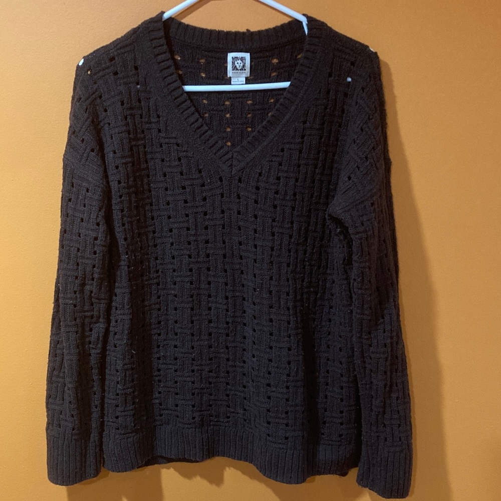 Anne Klein Dark Brown Knit Sweater